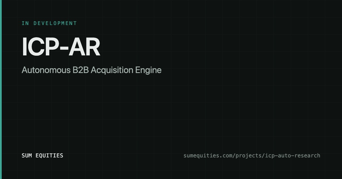 ICP-AR title card — project name, tagline, and in-development status on a plain dark background